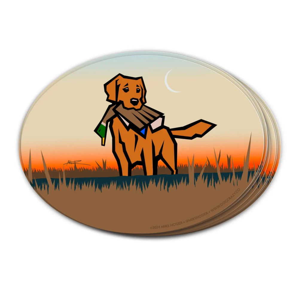 field golden retriever stickers by Mike Hosier
